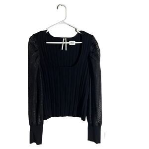 Anthropologie Black Sweater with Sheer Sleeves